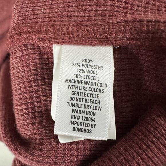 Bonobos Shirt XXL 2X Maroon Red Button Down Thermal Waffle Knit Long sleeve Wool - Picture 5 of 9